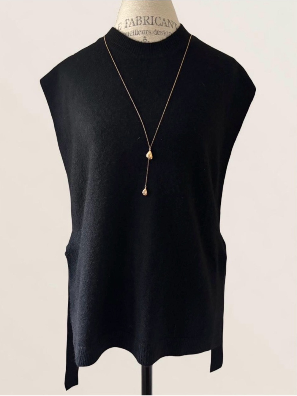 Simons Contemporaine Black Knit Vest Open Side Tie - Size XS